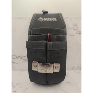 Husky Tool Belt Pouch 5 in 5-Pocket Black Four Barrel Durable Denier Poly Fabric